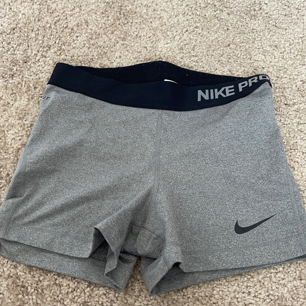 Grey Nike Pro spandex shorts